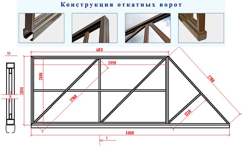 Откатные ворота своими руками чертежи