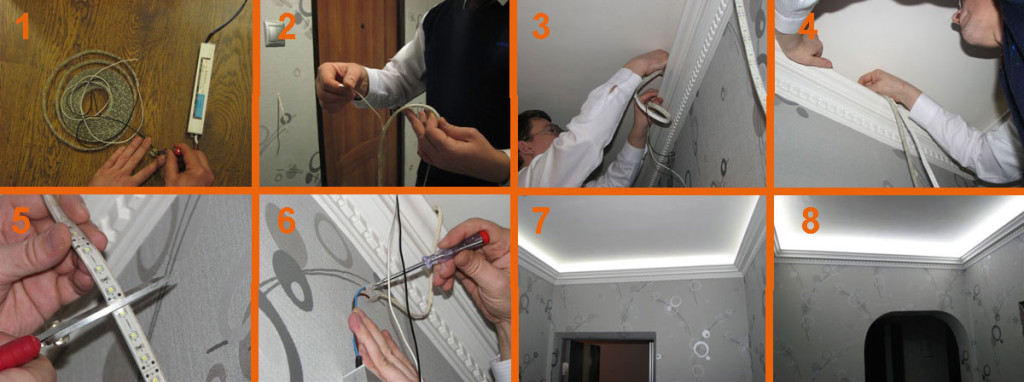 Схема установки потолочного плинтуса