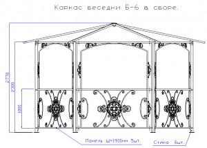 Каркас беседки 6-гр с размерами