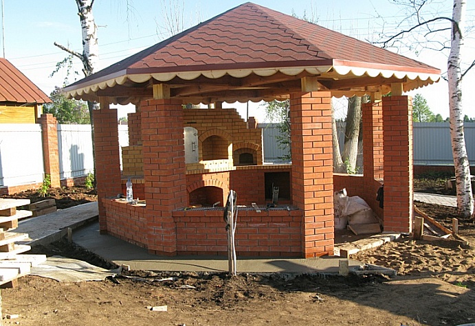 Строительство беседки из кирпича