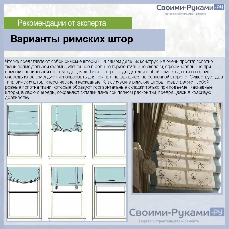 Варианты римских штор
