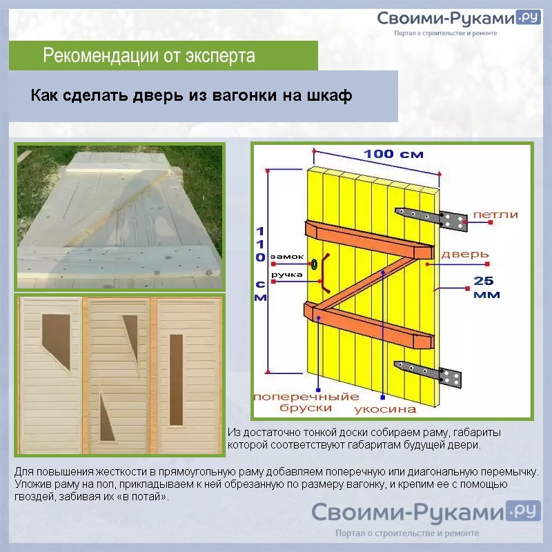 Как сделать дверь из вагонки на шкаф